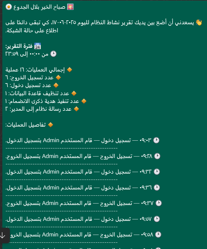 إعدادات تقارير واتساب لمدير الشبكة